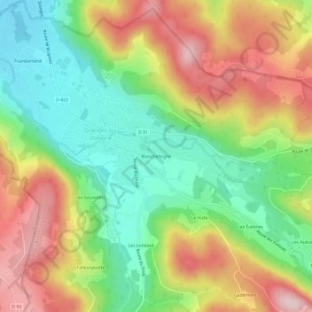 Blanchefeigne topographic map, elevation, terrain