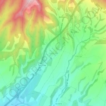 Legarda topographic map, elevation, terrain