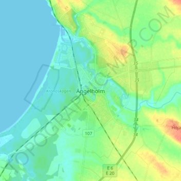 Ängelholm topographic map, elevation, terrain