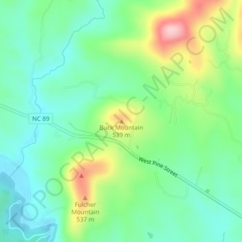 Buck Mountain topographic map, elevation, terrain