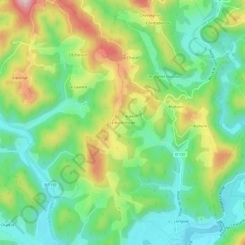 La Borie Haute topographic map, elevation, terrain