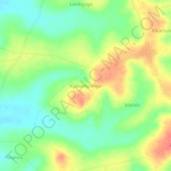 Kyasampanga topographic map, elevation, terrain