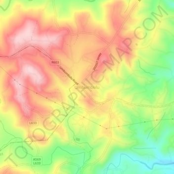 Umbumbulu topographic map, elevation, terrain