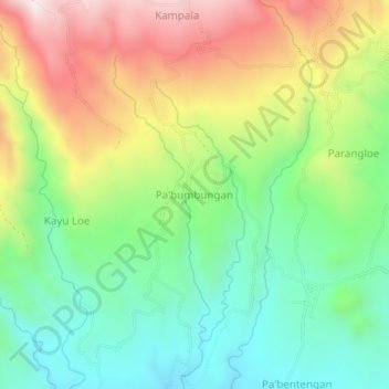 Pa'bumbungan topographic map, elevation, terrain