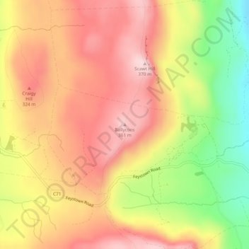 Ballycoos topographic map, elevation, terrain