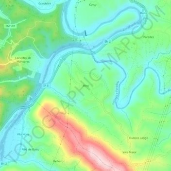 Miro topographic map, elevation, terrain