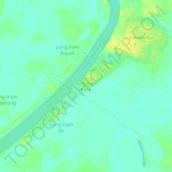 Long Iram Kota topographic map, elevation, terrain