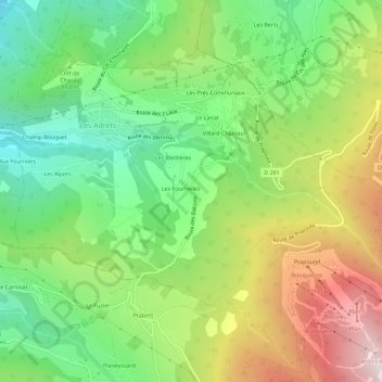 Le Poutaz topographic map, elevation, terrain