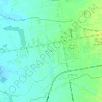 Baan Km. 3 topographic map, elevation, terrain