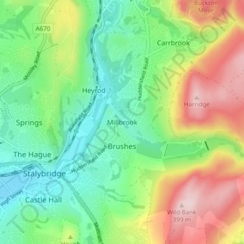 Millbrook topographic map, elevation, terrain