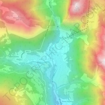 Olivone topographic map, elevation, terrain