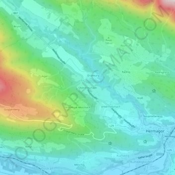 Obermöschach topographic map, elevation, terrain