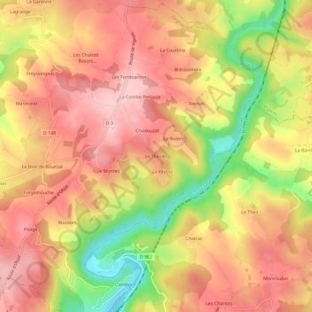 Le Theillet topographic map, elevation, terrain