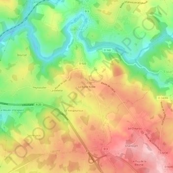 La Borie Noire topographic map, elevation, terrain