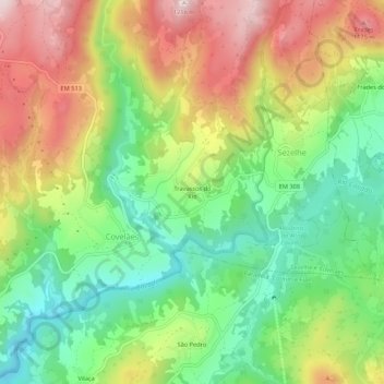 Travassos do Rio topographic map, elevation, terrain