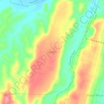 Dindiri topographic map, elevation, terrain