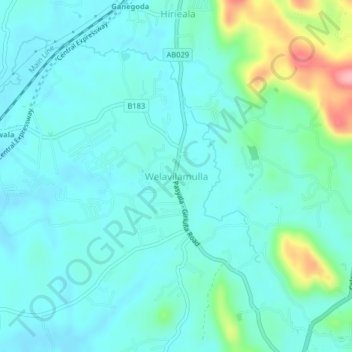 Welavilamulla topographic map, elevation, terrain