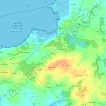 Kerfraval topographic map, elevation, terrain