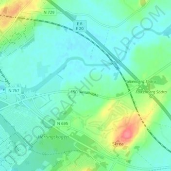 Hjortsberg topographic map, elevation, terrain