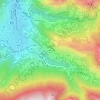 Aas topographic map, elevation, terrain