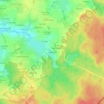 L'Étang Neuf topographic map, elevation, terrain