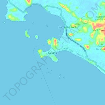 Calang topographic map, elevation, terrain