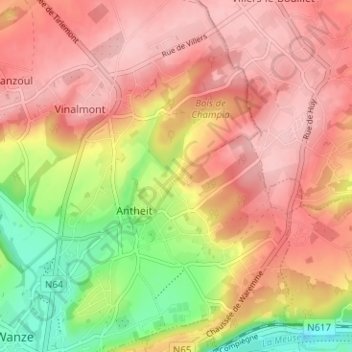 Champia topographic map, elevation, terrain