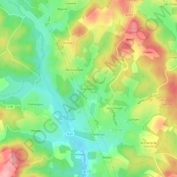 Les Chaux topographic map, elevation, terrain