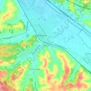 La Ginestra topographic map, elevation, terrain