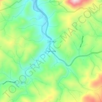 Tiger Valley topographic map, elevation, terrain
