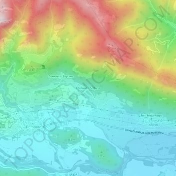 Cornaletto Sottano topographic map, elevation, terrain