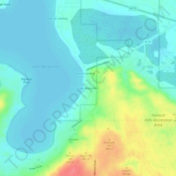 Lake Margrethe topographic map, elevation, terrain