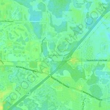 ChampionsGate topographic map, elevation, terrain