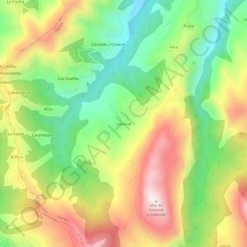 Llerandi topographic map, elevation, terrain