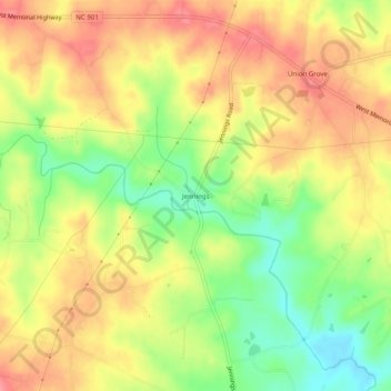 Jennings topographic map, elevation, terrain