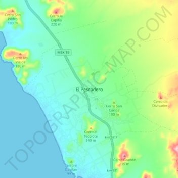 El Pescadero topographic map, elevation, terrain