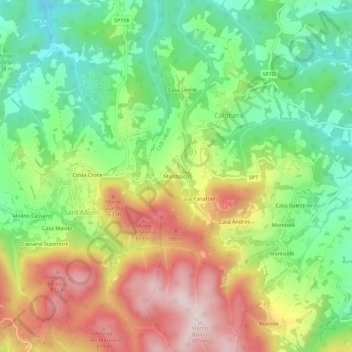 Mandasco topographic map, elevation, terrain
