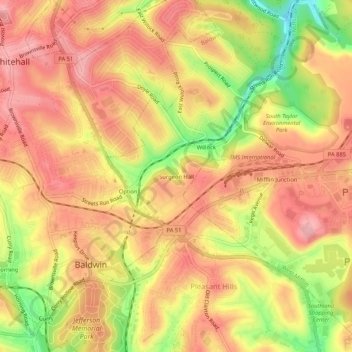 Surgeon Hall topographic map, elevation, terrain
