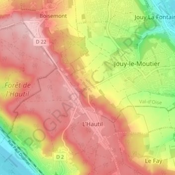 Écancourt topographic map, elevation, terrain