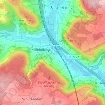 Großhöbing topographic map, elevation, terrain