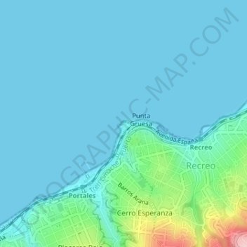 Faro Punta Condell topographic map, elevation, terrain