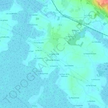 La Basse Noë topographic map, elevation, terrain
