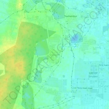 Siruseri topographic map, elevation, terrain