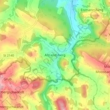 Altrandsberg topographic map, elevation, terrain