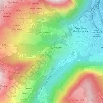 La Tour topographic map, elevation, terrain