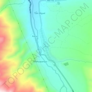 Catac topographic map, elevation, terrain