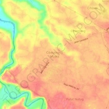 Cibeuteung Muara topographic map, elevation, terrain
