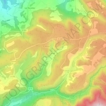Le Jas topographic map, elevation, terrain