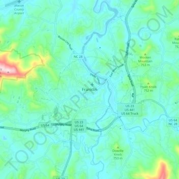 Franklin topographic map, elevation, terrain