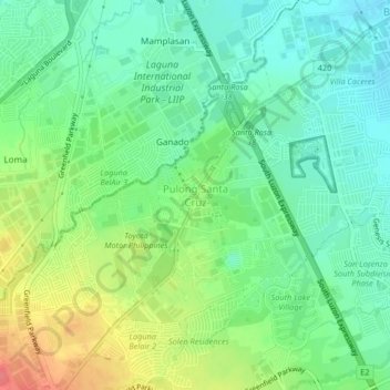 Pulong Santa Cruz topographic map, elevation, terrain